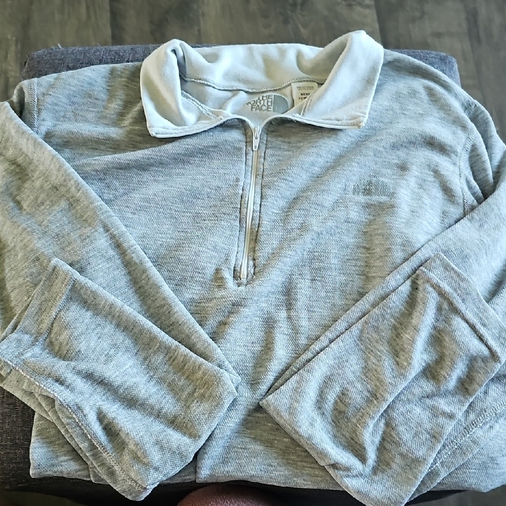 The North Face Shirt Men's Xlarge Sweatshirt Heather Gray Zip-Up Long Sleeve